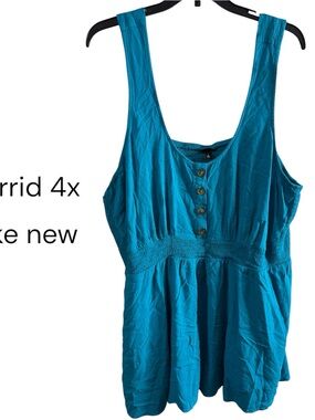 Teal Sleeveless Button-Front Tank Top